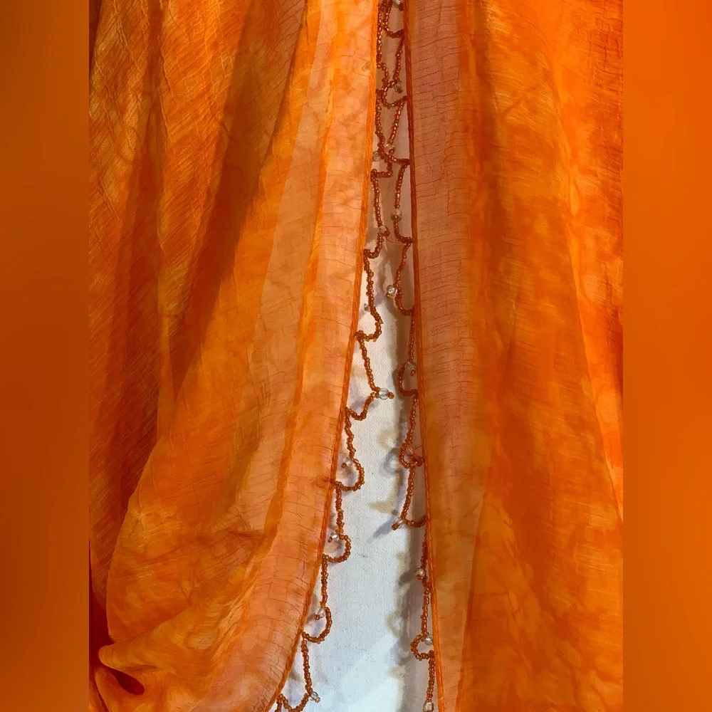 2 beautiful orange scarves‎ bundled. One with beading, then other with sparkle.